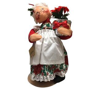 Annalee Mobilitee Christmas Doll 18" MRS CLAUS w Poinsettia 1994 Large one w Tag